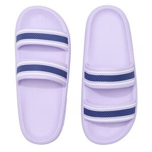 VS Lilac/Navy Stripe Double Strap Pillow Slide L